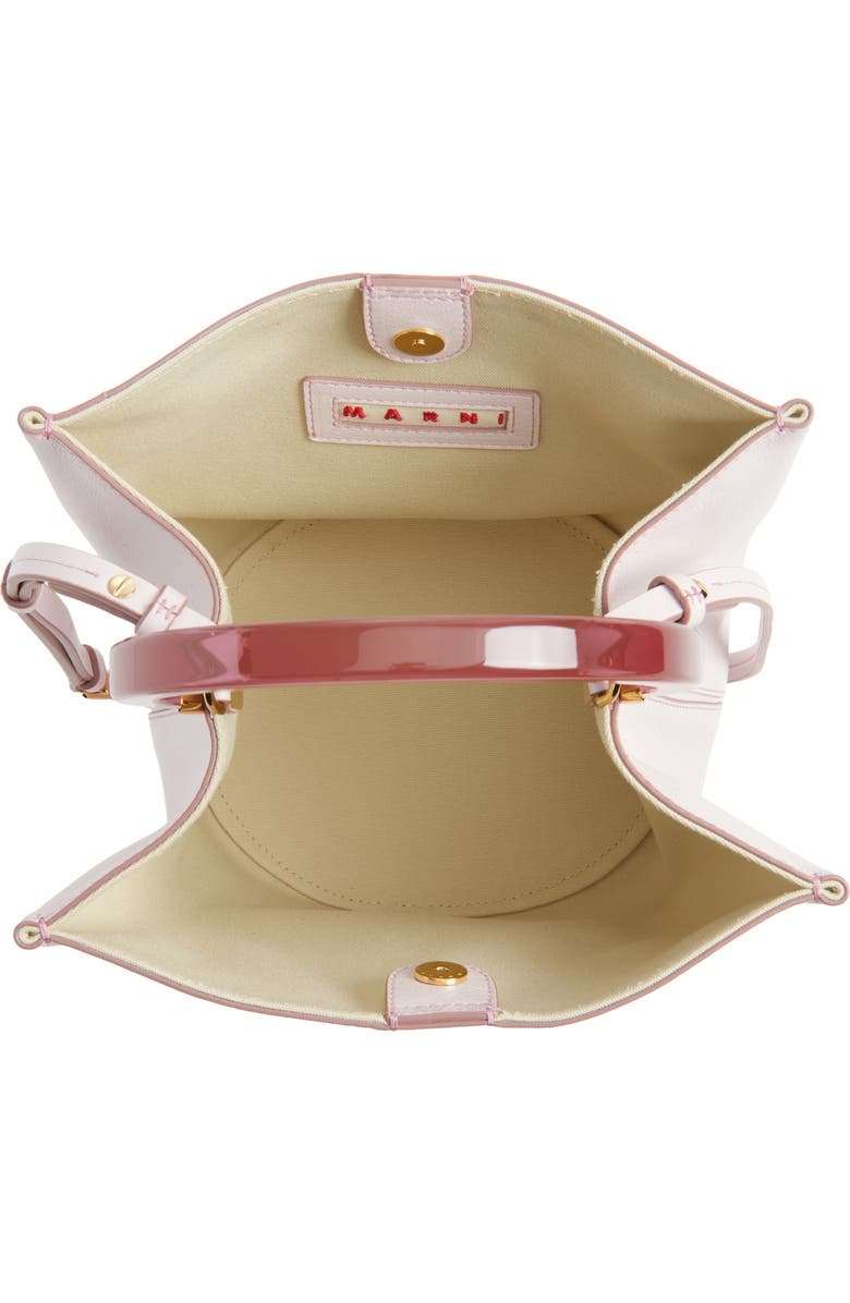 Marni Pannier Top Handle Leather Bucket Bag, Alternate, color, 00C01 Swan