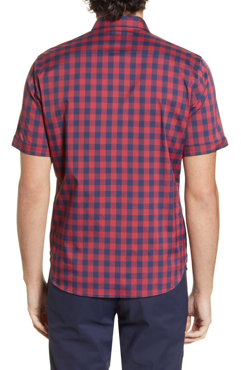  Tommy John Go Anywhere Check Short Sleeve Button-Up Performance Shirt, Alternate, color, 