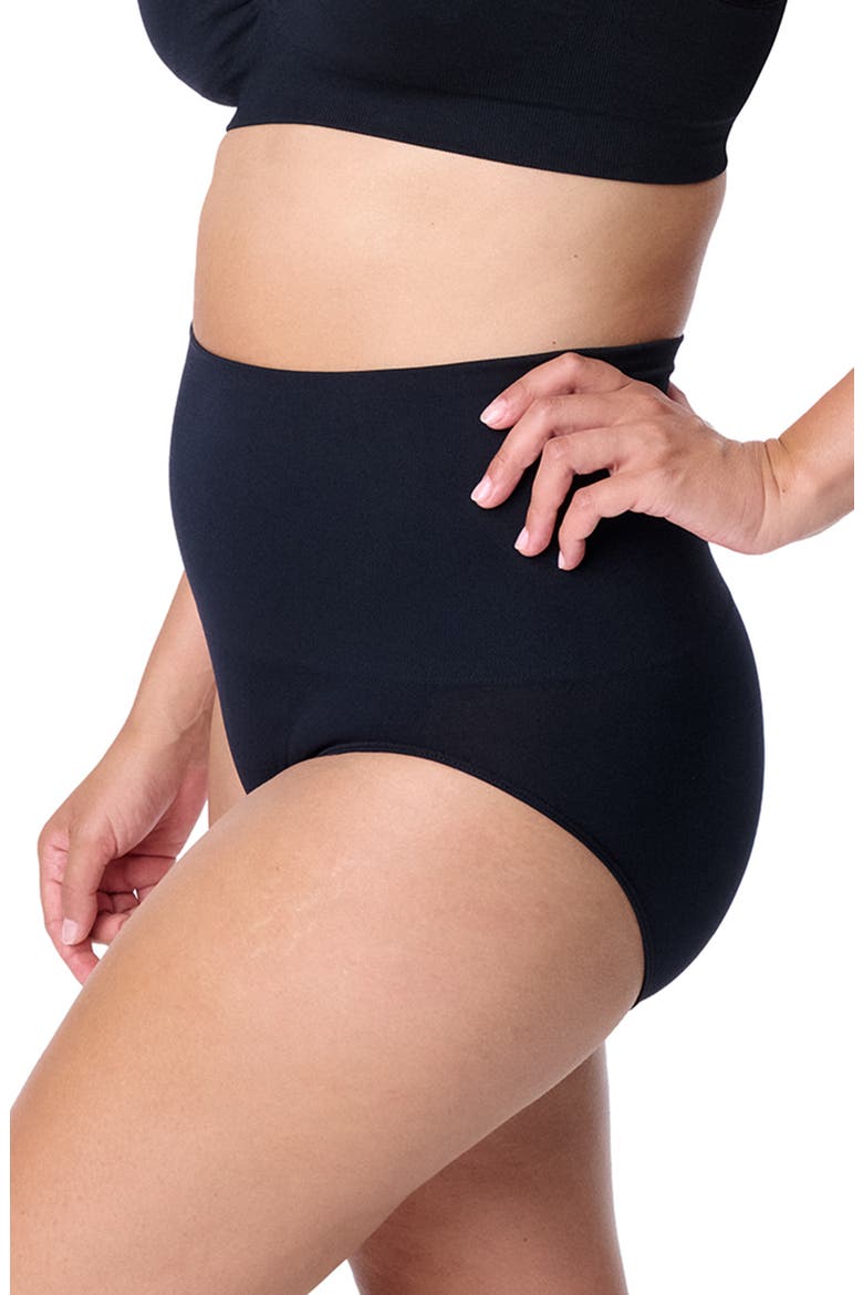 Motherhood Women's Maternity Seamless Postpartum Shaper Panty with Belly Support, 2-Pack, Alternate, color, Black and Oat