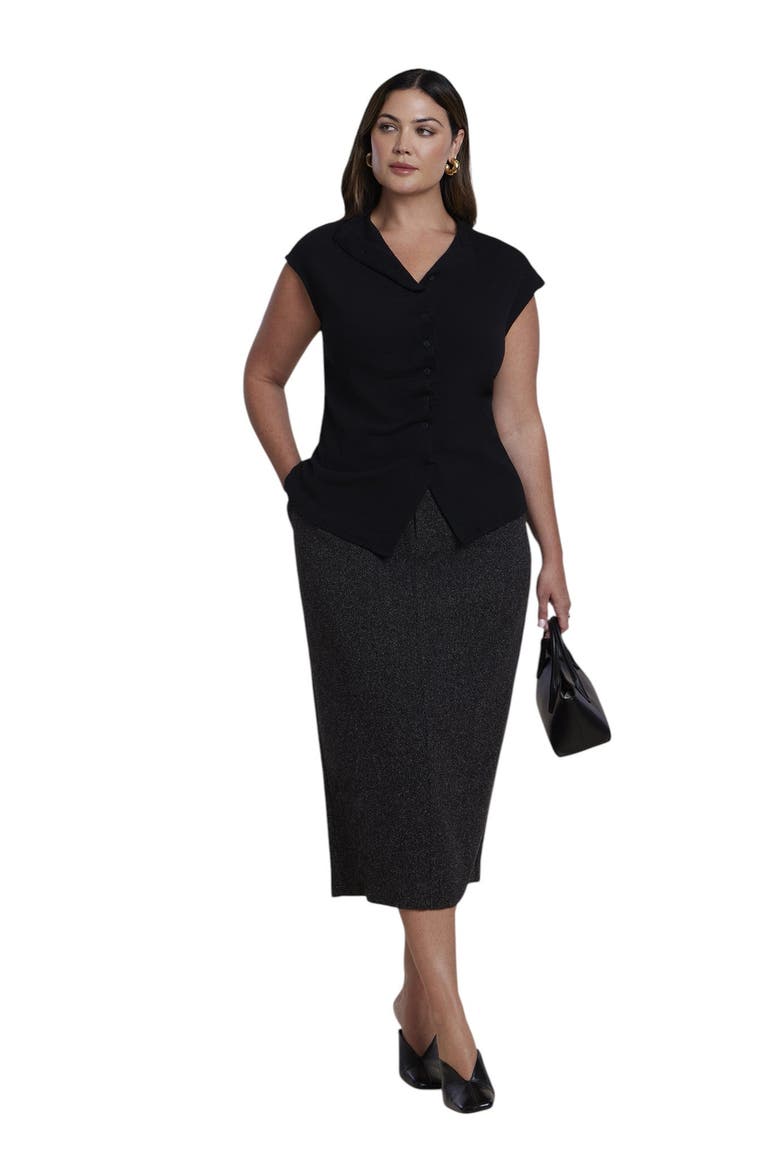 Tailored Midi Skirt (plus), Alternate, color, BLACK MARL