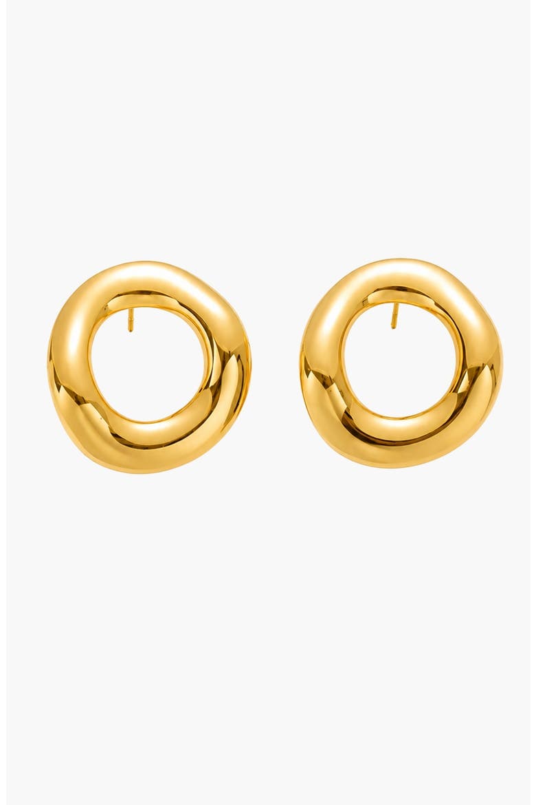 Round Flow Sculptural Earrings, Main, color, Gold