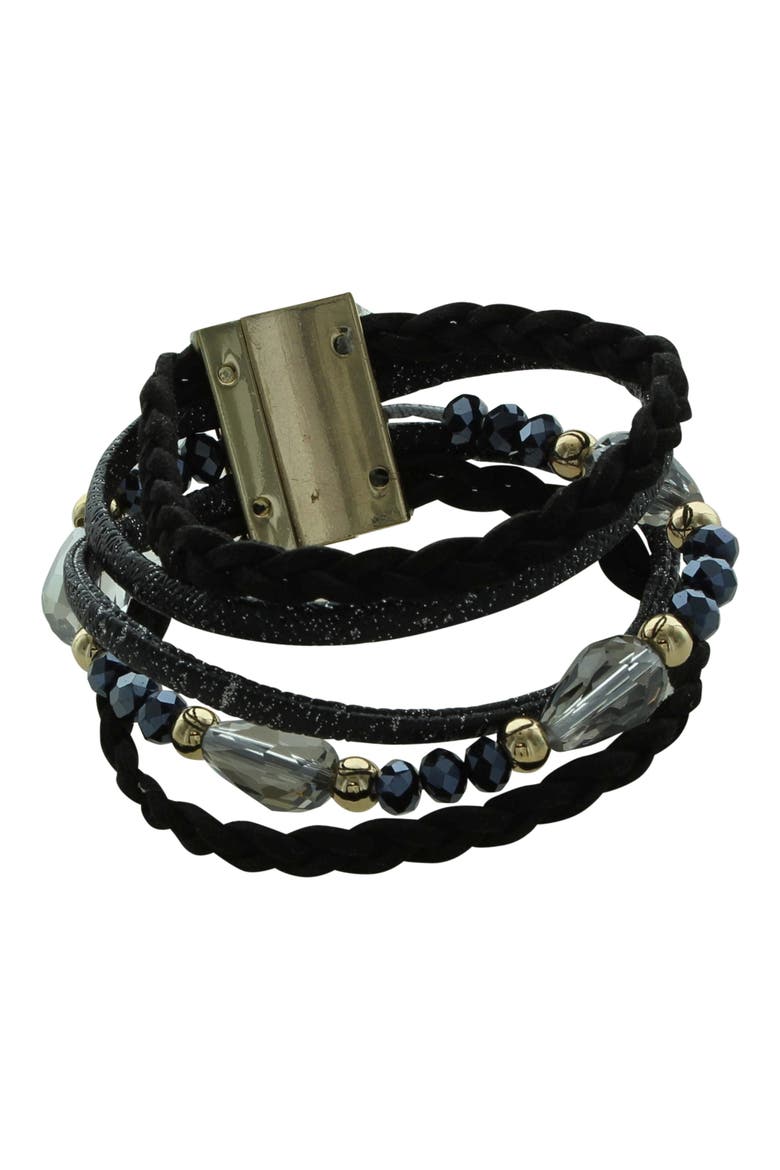 Eva Faux Stack Magnetic Bracelet, Main, color, GOLD / BLACK