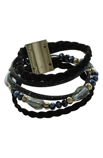 Olivia Welles Eva Faux Stack Magnetic Bracelet In Gold/black