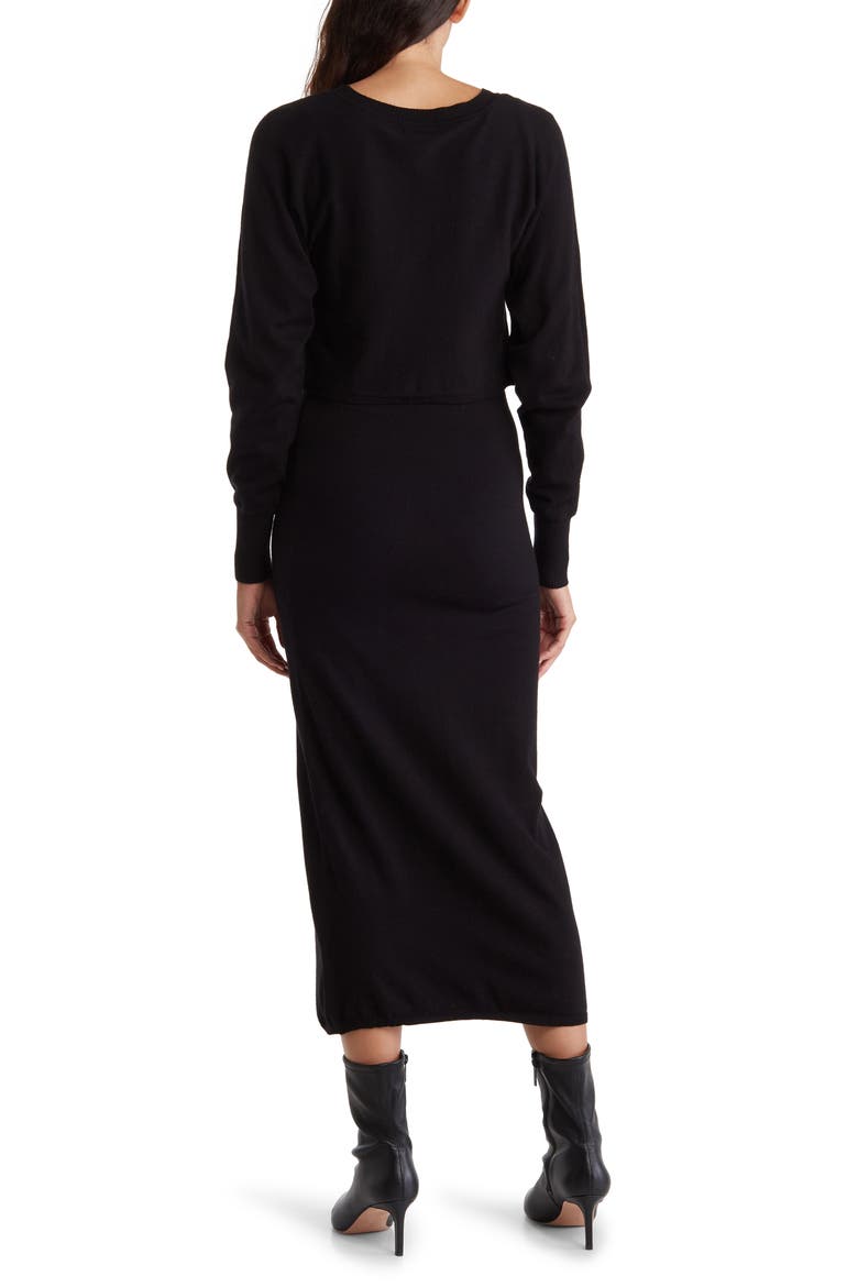 Frisco 2-Fer Sweater Midi Dress, Alternate, color, BLACK