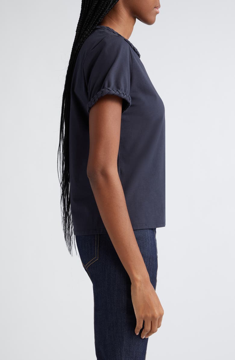 Cinq à Sept Braided Trim T-Shirt, Alternate, color, Navy