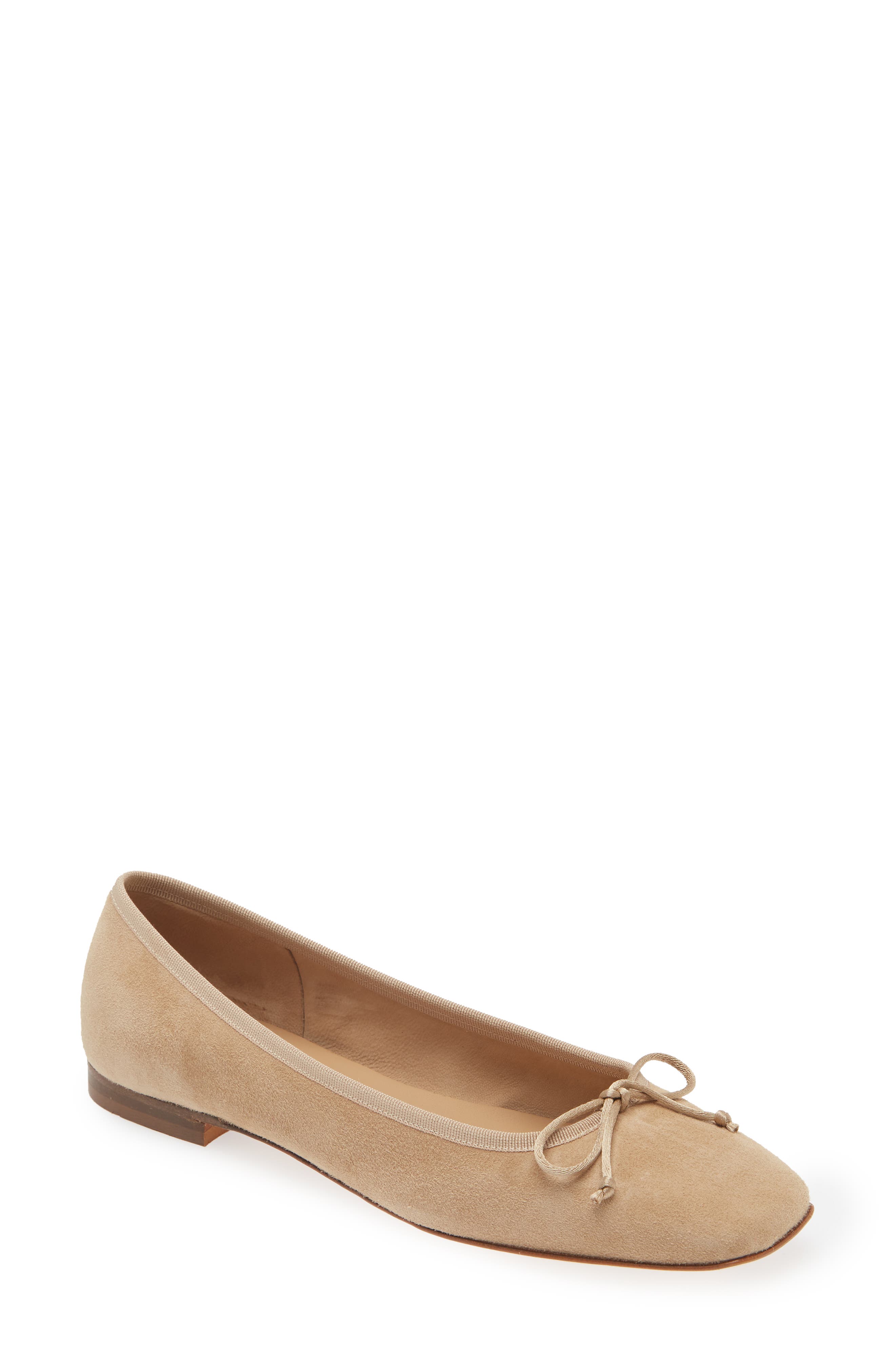 Square Toe Ballet Flat, Main, color, CAMEL SUEDE