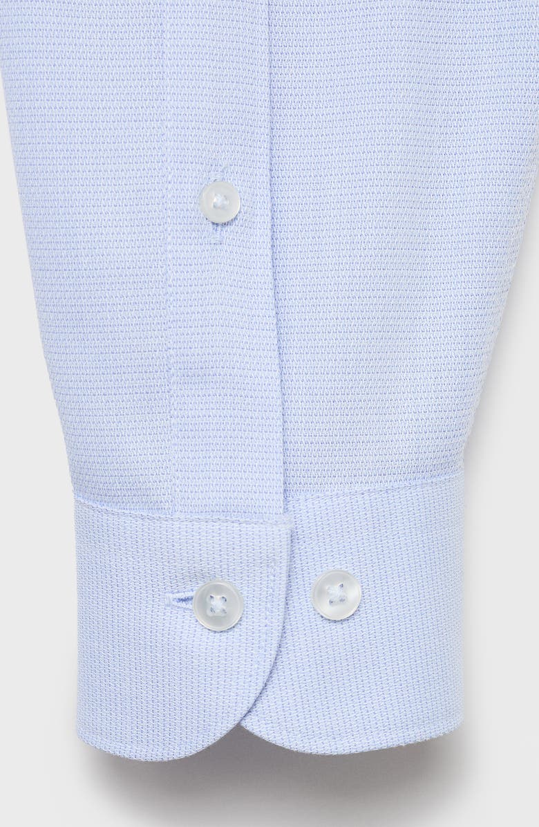 MANGO Slim Fit Cotton Blend Button-Up Shirt, Alternate, color, Sky Blue