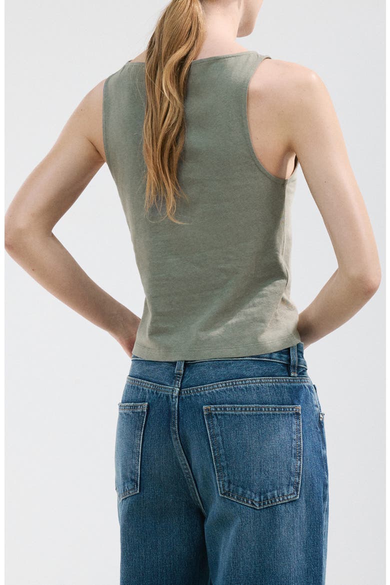 Button Front Tank, Alternate, color, GREY