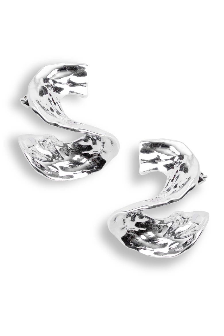 Mira Hammered Earrings, Main, color, SILVER