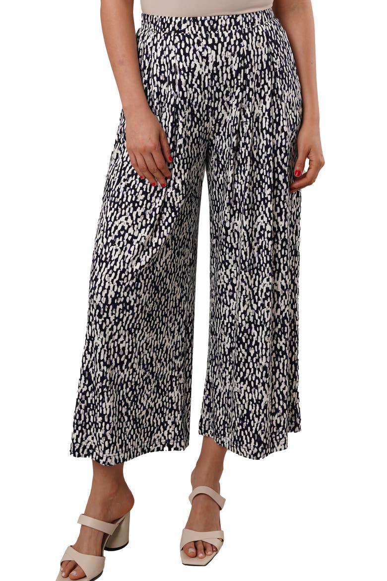 Pleated Pull-On Pants, Main, color, KALI PRINT NAVY