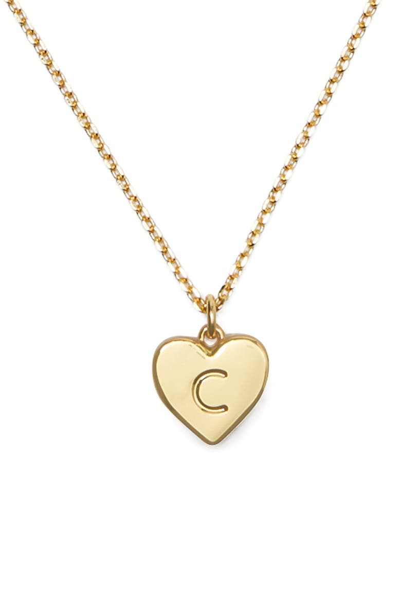 Kate Spade New York initial heart pendant necklace, Main, color, Gold - C