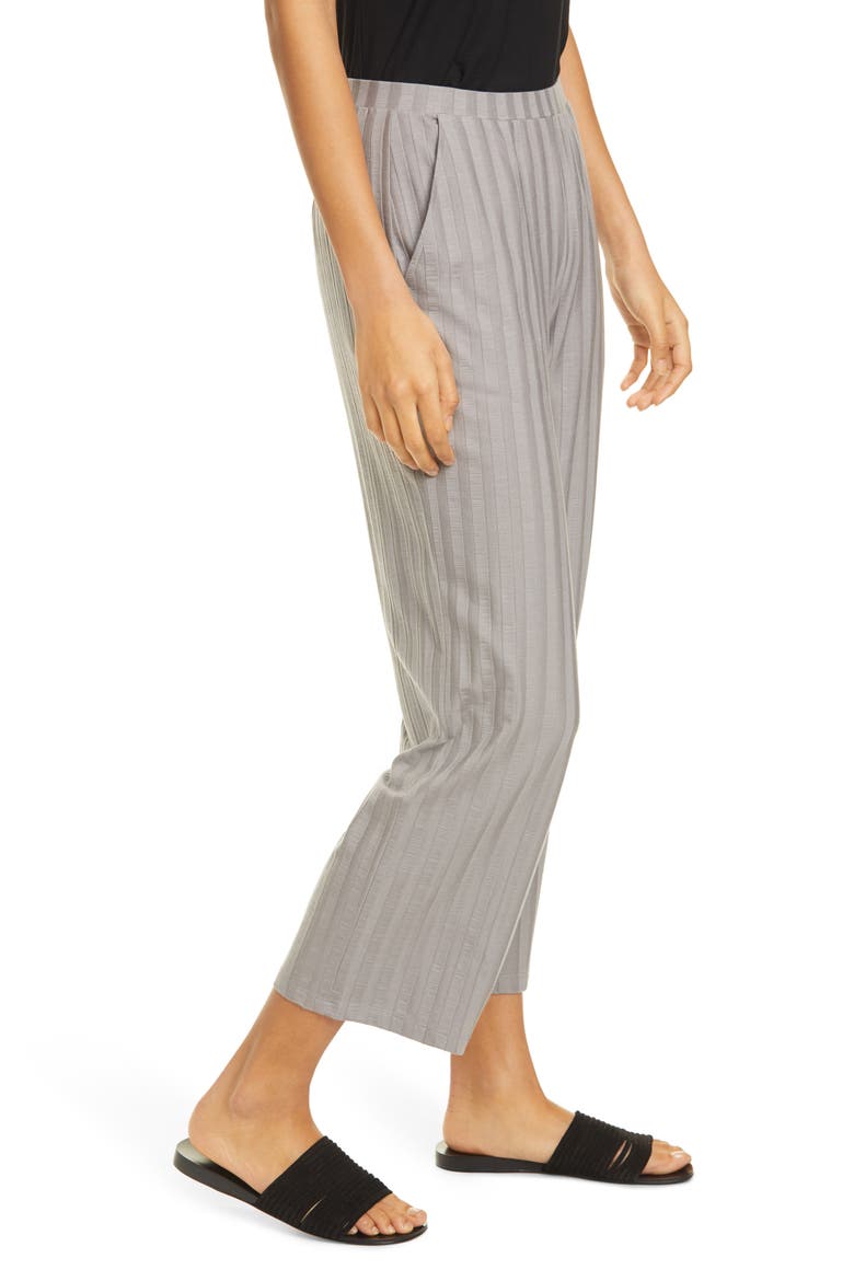 Ribbed Knit Straight Leg Ankle Pants, Alternate, color, ZINC