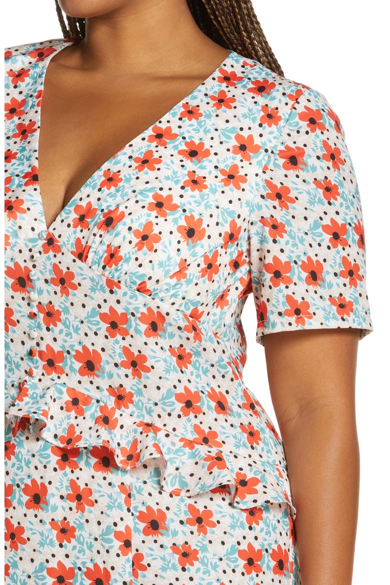 Harrie Floral Ruffle Sheath Dress, Alternate, color, MULTI