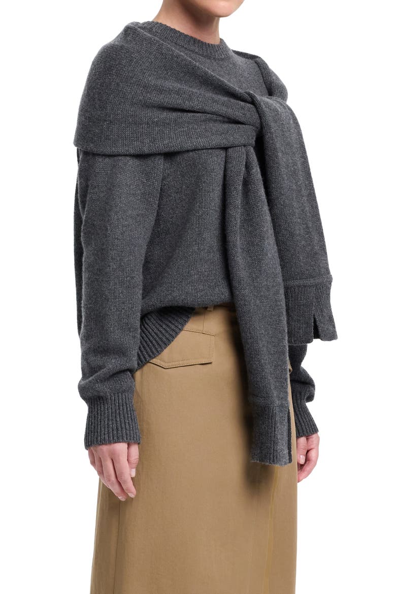 Crewneck Cotton Shrug Sweater, Alternate, color, CHARCOAL GREY