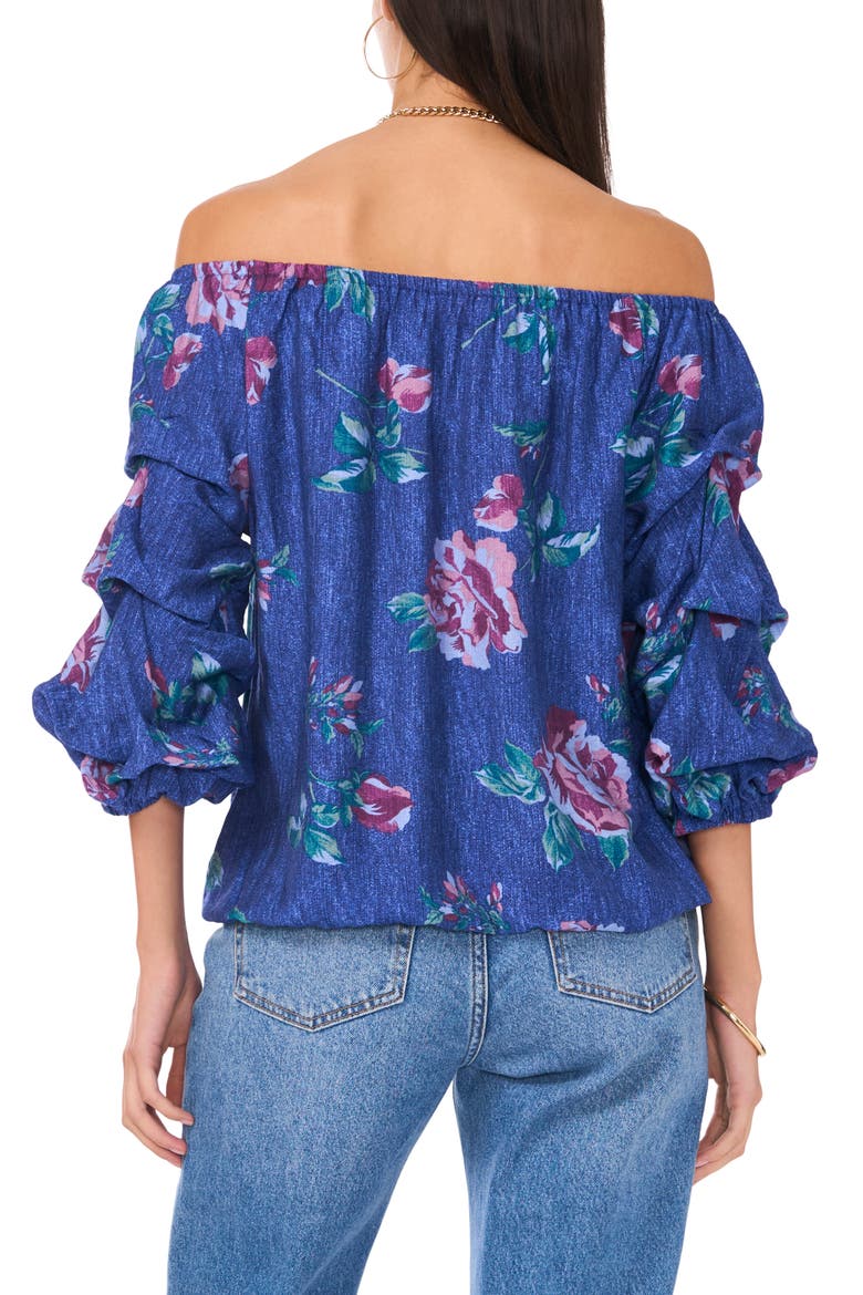 Floral Off the Shoulder Bubble Sleeve Top, Alternate, color, DUSTY LAVENDER
