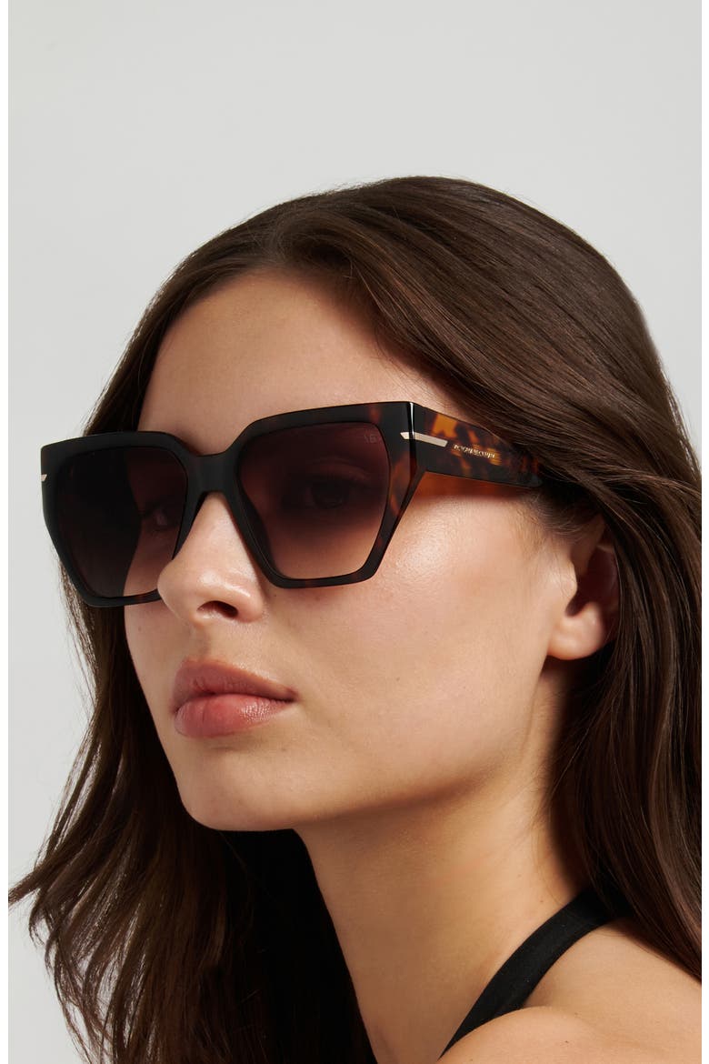 57mm Gradient Square Sunglasses, Alternate, color, BROWN HAVANA/ BROWN SF