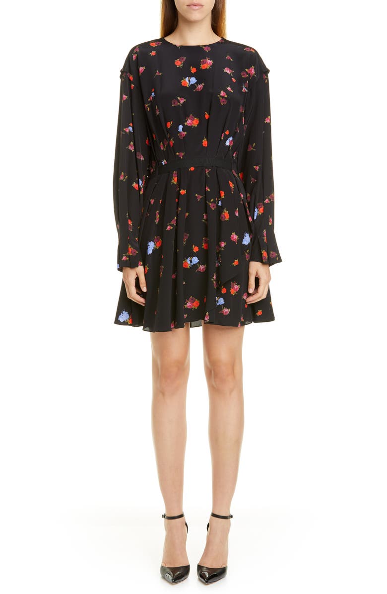 JASON WU GREY Jason Wu Floral Long Sleeve Silk Dress, Main, color, 