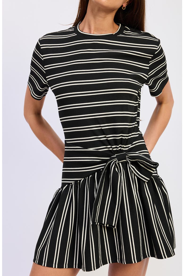 Cara Stripe Jersey Minidress, Alternate, color, BLACK IVORY