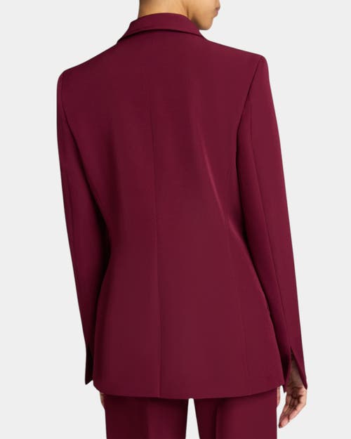 Santorelli Jess Single Button Peak Lapel Jacket With Seam Detail In Fluid Techno Crepe In Cherry Cola