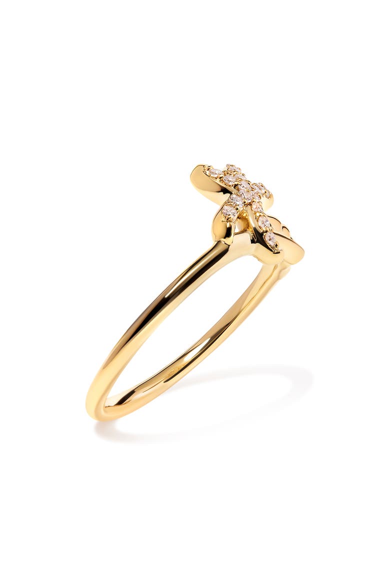 10K Yellow Gold 1/10 Cttw Diamond Palm Tree Statement Ring, Alternate, color, Yellow