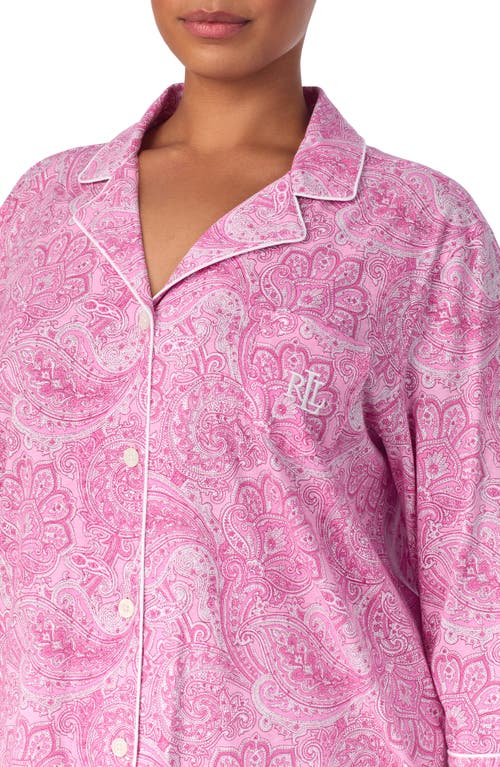Ralph Lauren Lauren Knit Jersey Sleep Shirt In Pink Paisley
