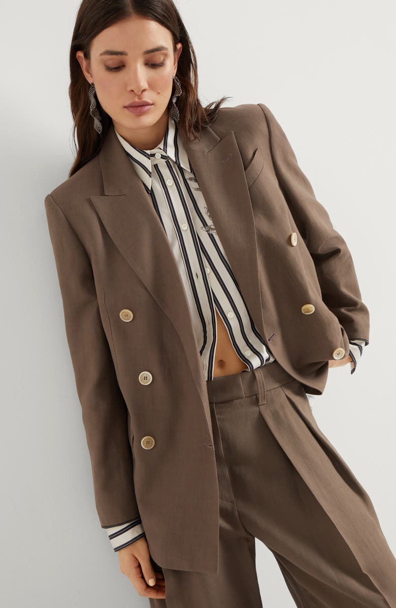 Brunello Cucinelli Twill blazer with monili, Alternate, color, 