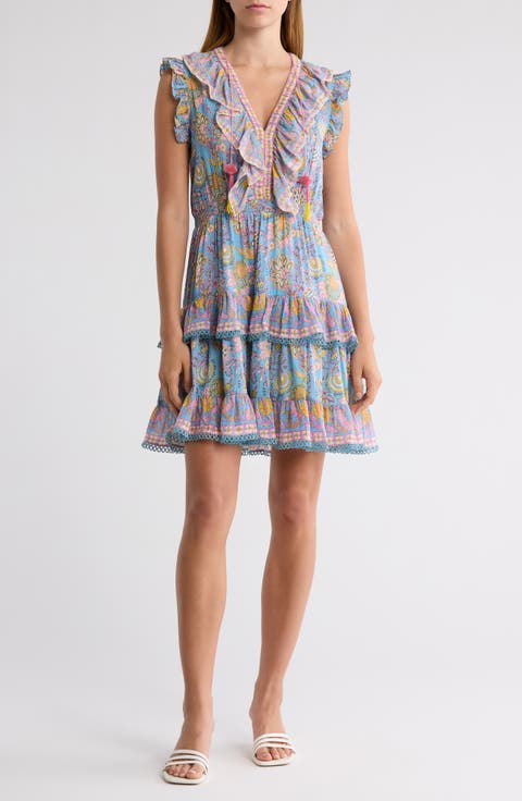 Rainey Ruffle Cotton & Silk Cover-Up Minidress