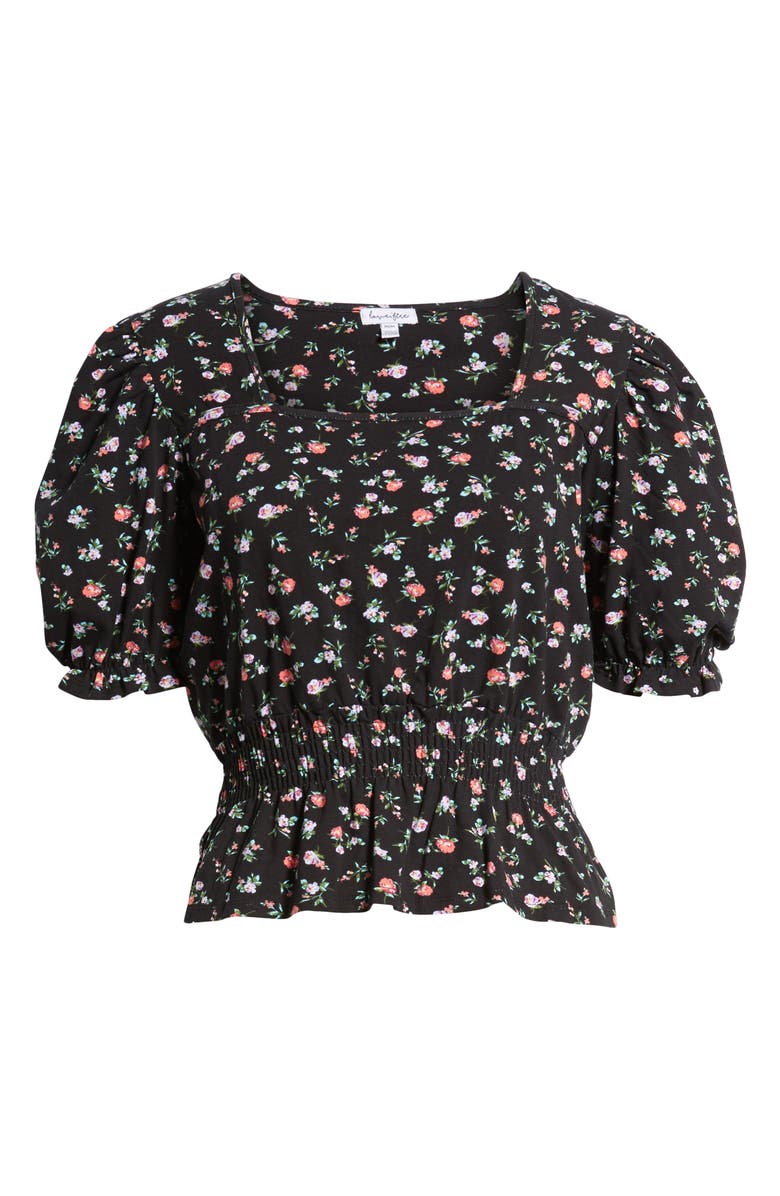 Love, Fire Floral Print Smock Waist Top, Alternate, color,