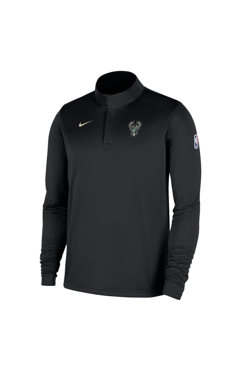 Nike Men's Nike Black Milwaukee Bucks 2025/26 Authentic Coaches Quarter-Zip Dri-Fit Top, Alternate, color, Black