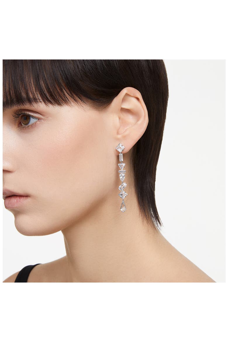 Mesmera Crystal Drop Earrings, Alternate, color, SILVER