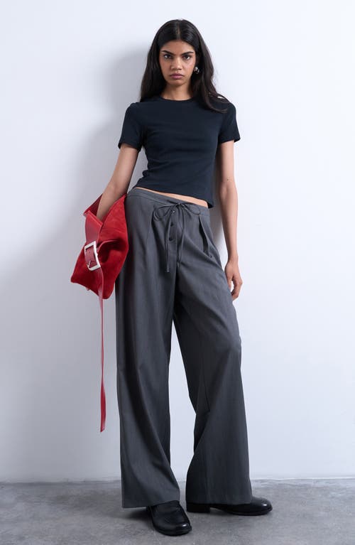 Topshop Boxer Cotton Drawstring Pants In Gray