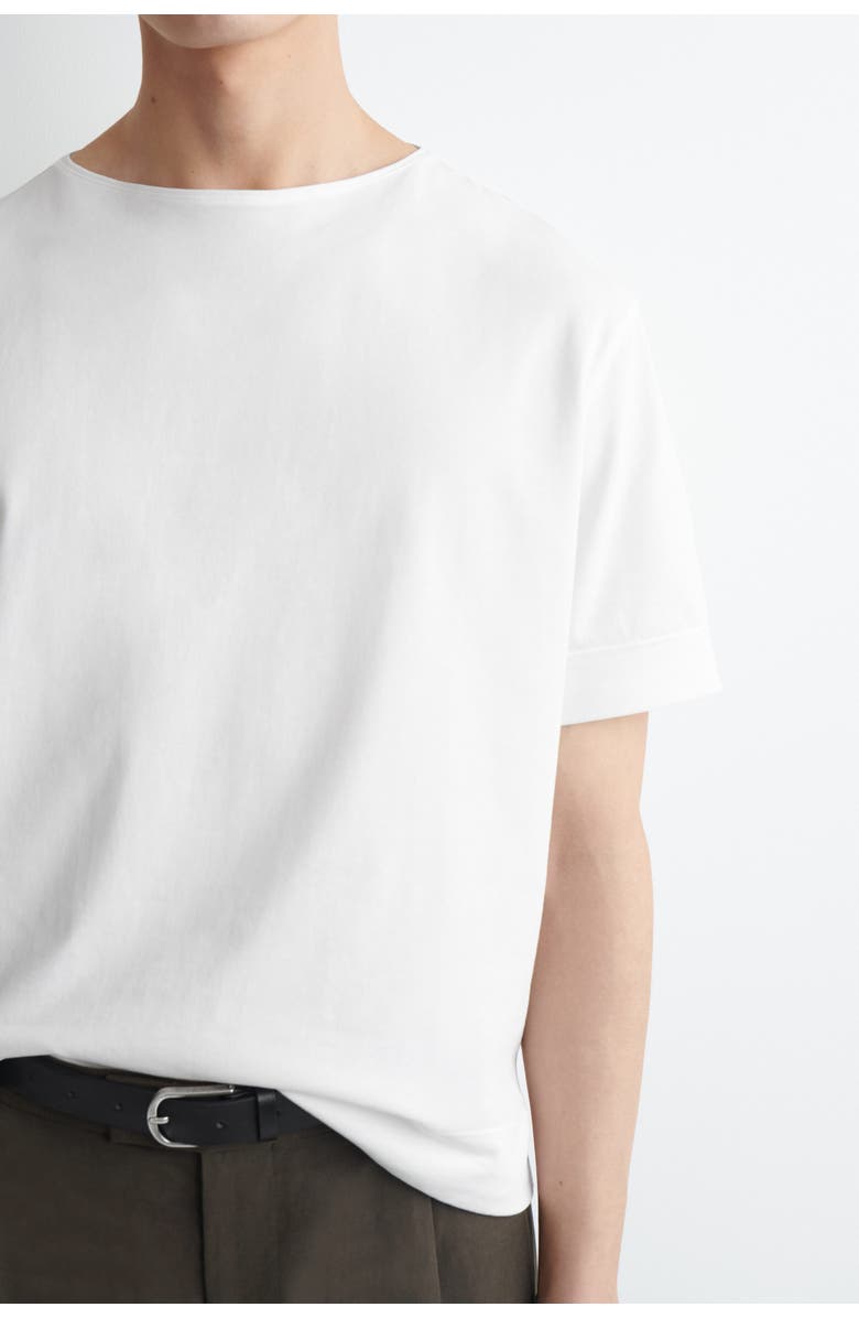 COS Boat-neck Cotton T-shirt, Alternate, color, White