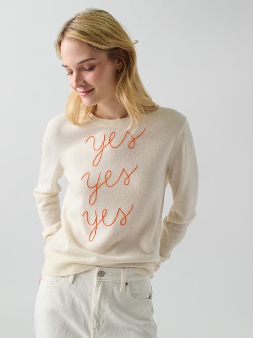 Lingua Franca Yes Yes Yes Crewneck In Cream