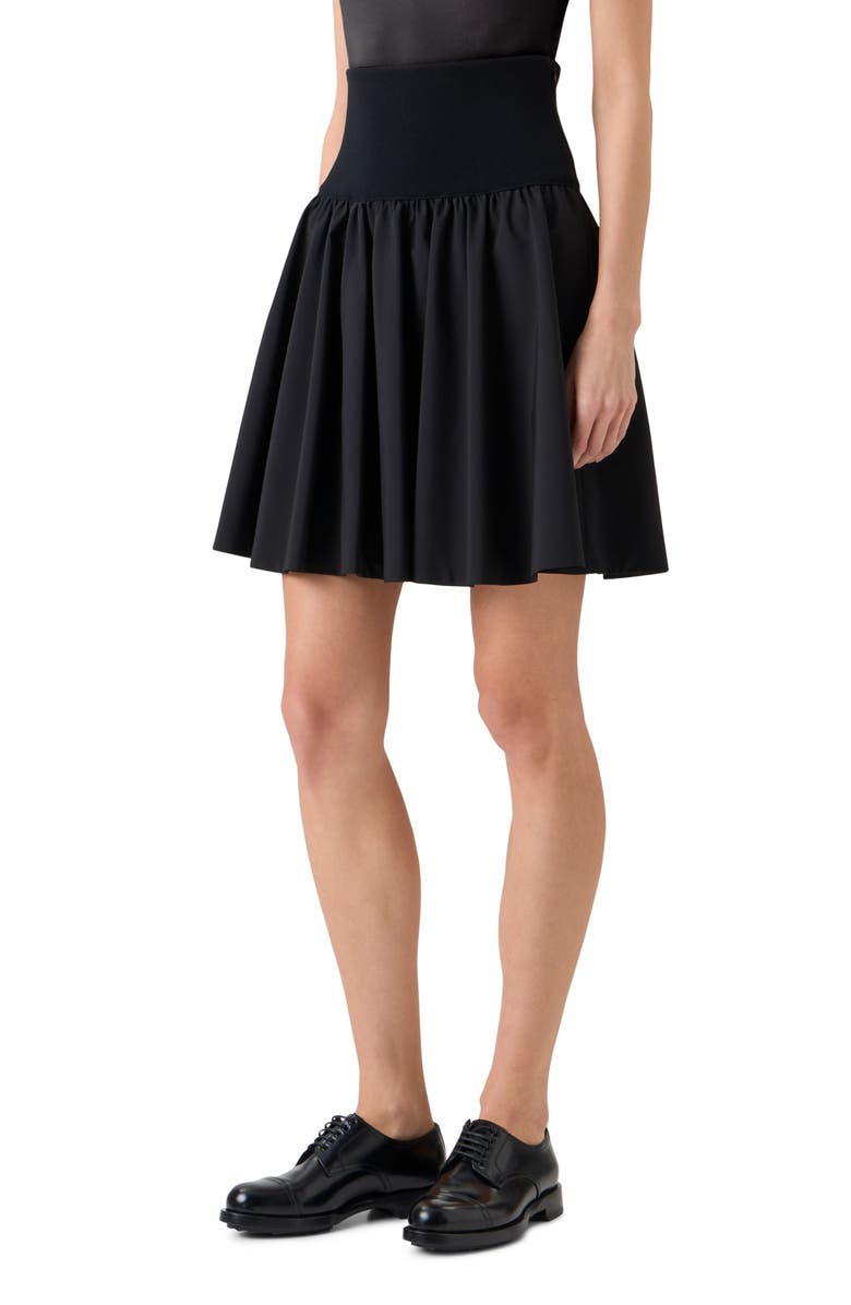 Akris punto Water Repellent Parachute Taffeta Skirt, Alternate, color, Black