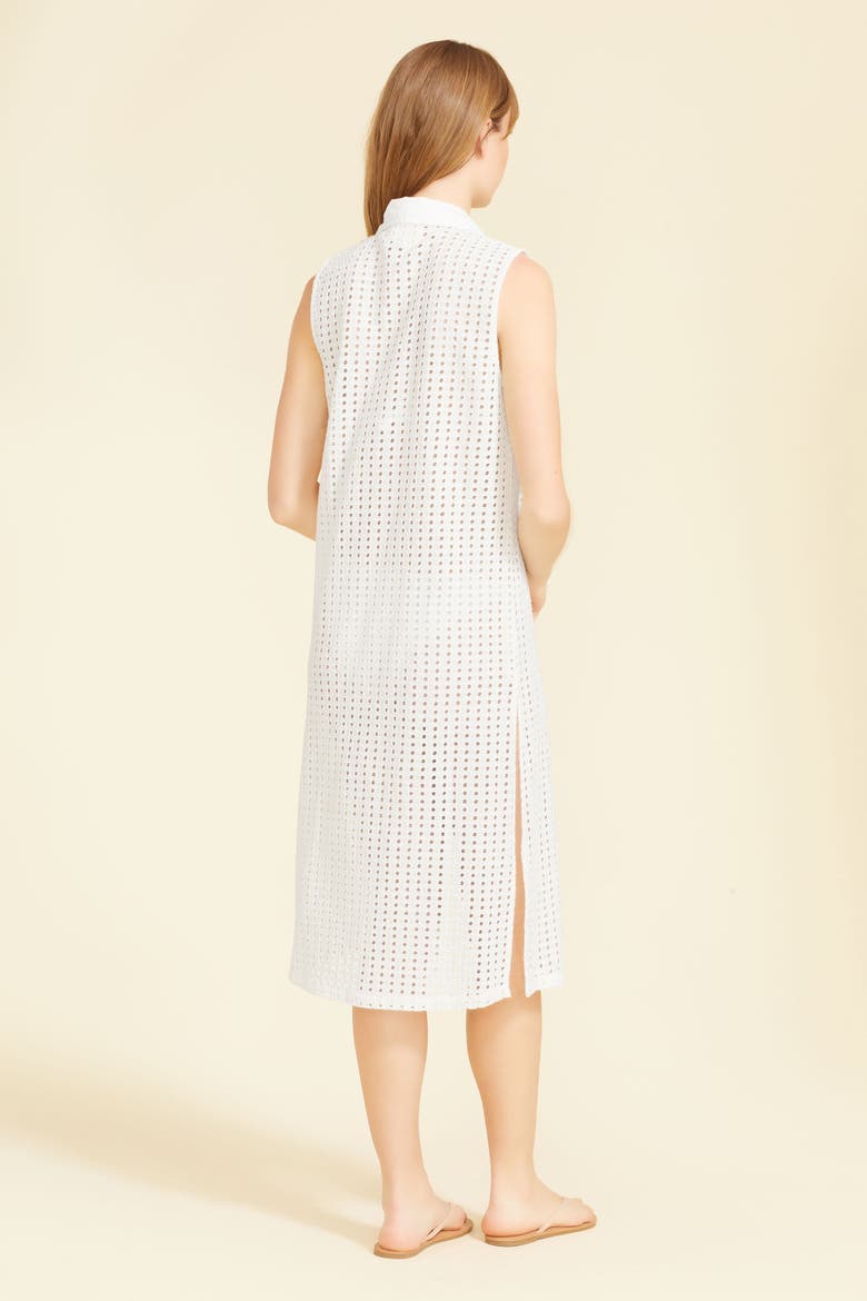 Sofia Sleeveless Shirt Dress with Slip, Alternate, color, White