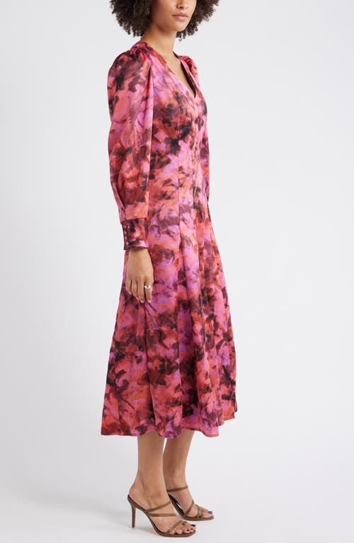 Chelsea28 Long Sleeve Satin Midi Dress In Pink