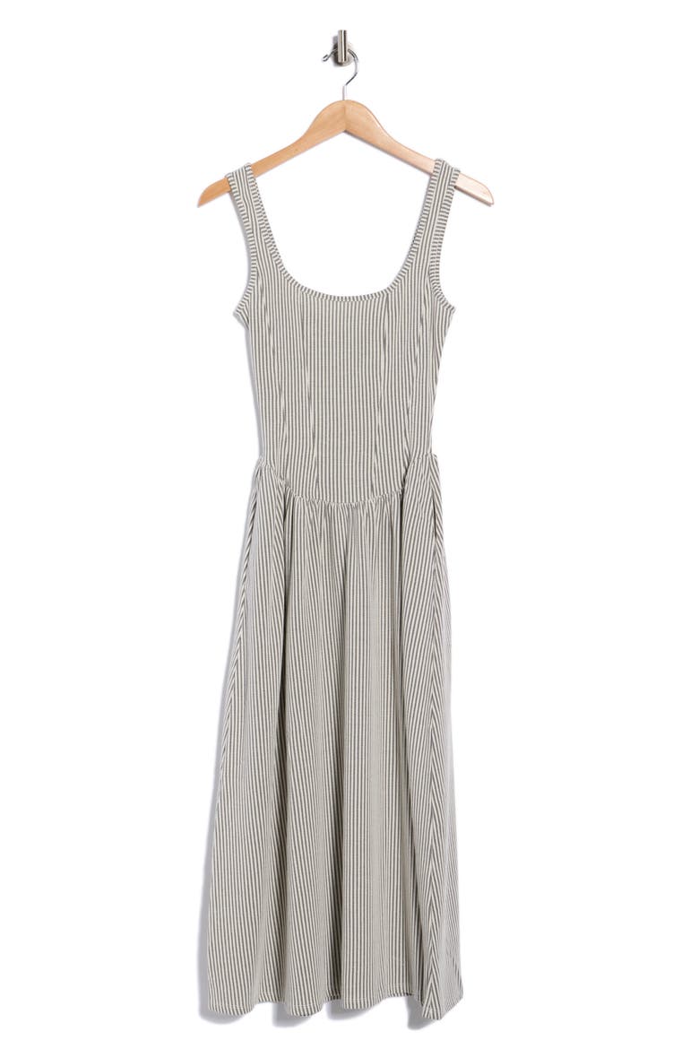 Basque Waist Knit Midi Dress, Main, color, CREME