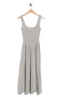Basque Waist Knit Midi Dress