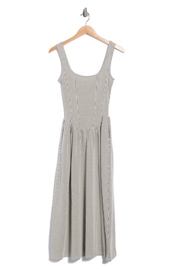Vigoss Basque Waist Knit Midi Dress In Creme