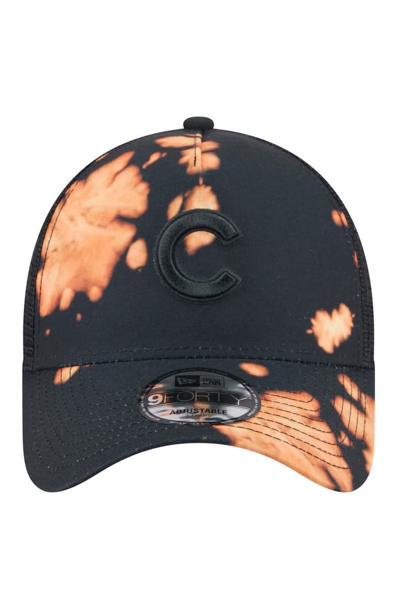 New Era Men's New Era Black Chicago Cubs Bleached A-Frame 9FORTY Adjustable Hat, Alternate, color, Black