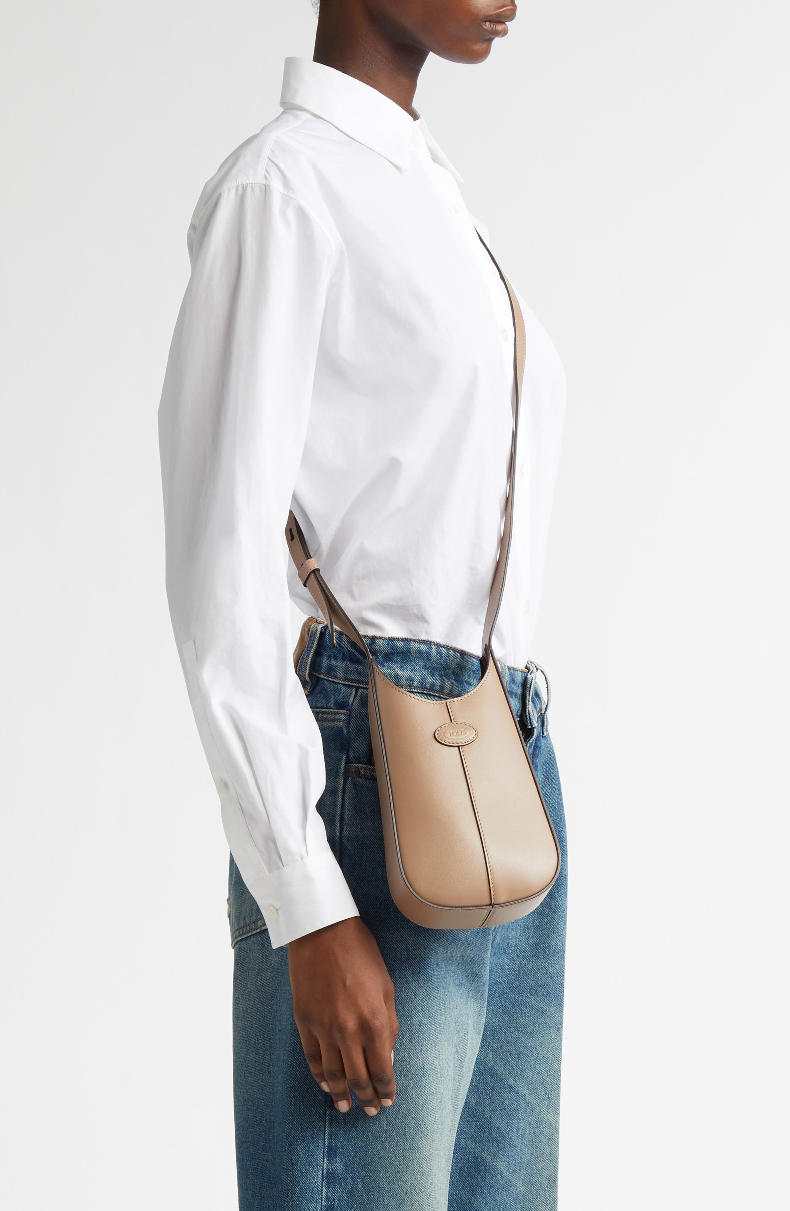 Micro Di Leather Crossbody Bag, Alternate, color, CRETA CHIARO