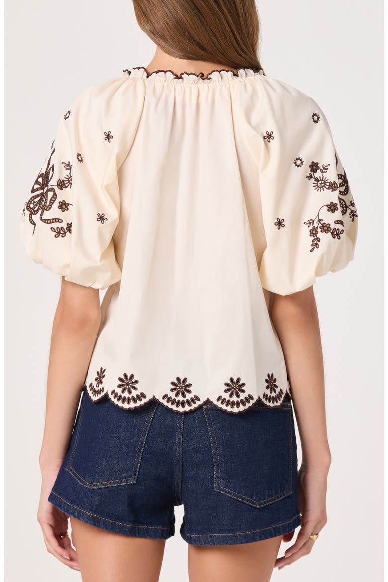 Lucia Embroidered Balloon Sleeve Top, Alternate, color, CREAM