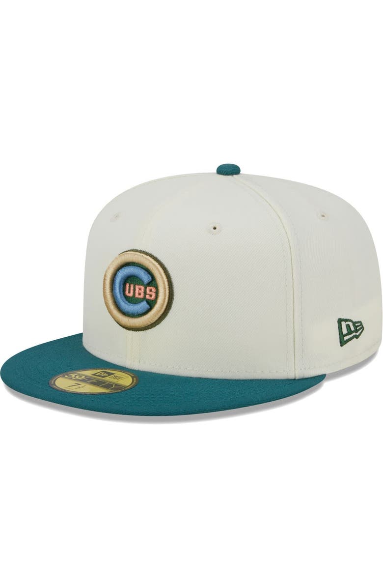 New Era Men's New Era Cream Chicago Cubs Chrome Evergreen 59FIFTY Fitted Hat, Alternate, color, 