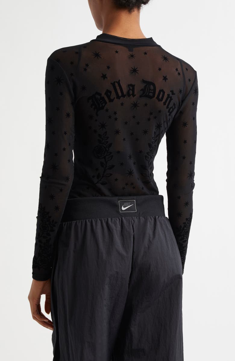 Bella Doña Virgencita Long Sleeve Mesh Top, Alternate, color, Black Mesh