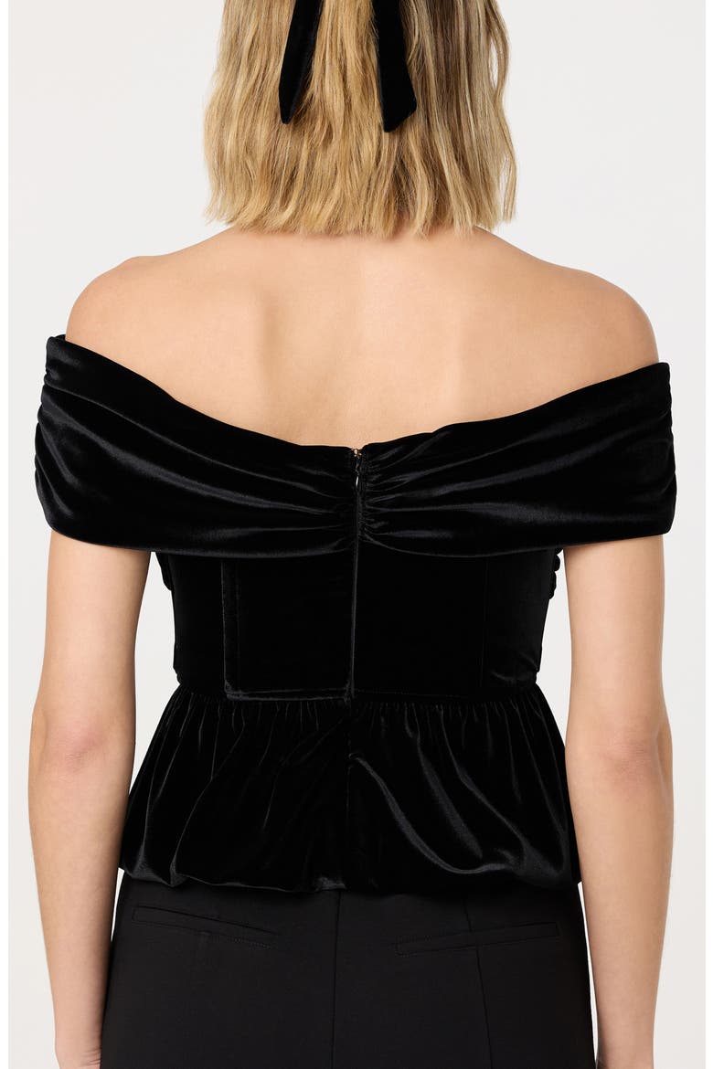 Tenille Velvet Off the Shoulder Top, Alternate, color, BLACK