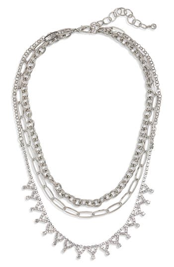 Shop Nordstrom Layered Crystal & Chain Necklace In Clear- Rhodium