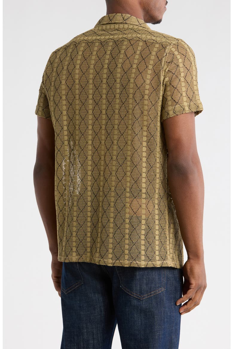 Modern Fit Textured Camp Shirt, Alternate, color, OLIVE