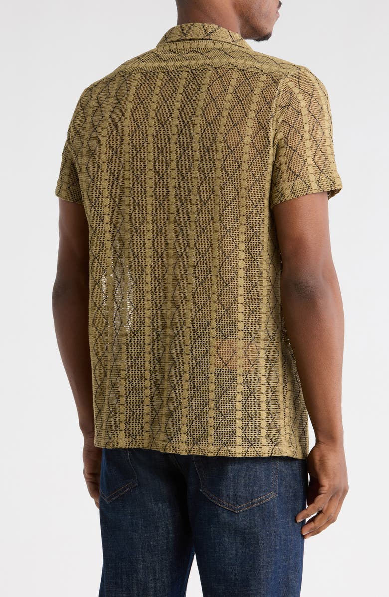 T.R. PREMIUM Modern Fit Textured Camp Shirt, Alternate, color, Olive