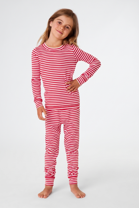 Kids Striped Pima Knit Pajama Set