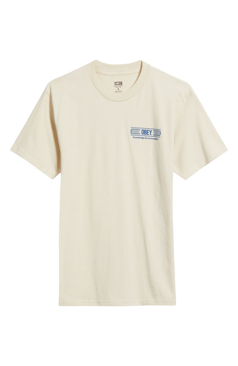 Obey Knowledge As Ammunition Graphic T-Shirt, Alternate, color, Cream